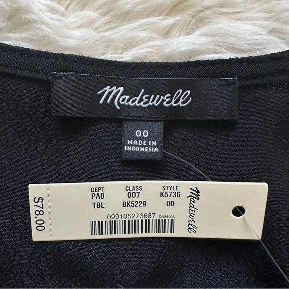 Madewell Blouse Daylight Top Covered Button Front True Black 00 NWT New - Picture 8 of 11